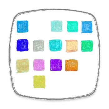 Motifs de couleurs de crayon de couleur Carrés - Abstrait - Magnet carré - blanc - Devant