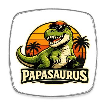 Papasaurus Retro Dino Statement zum Vatertag - Viereckiger Kühlschrankmagnet - Weiß - Vorne