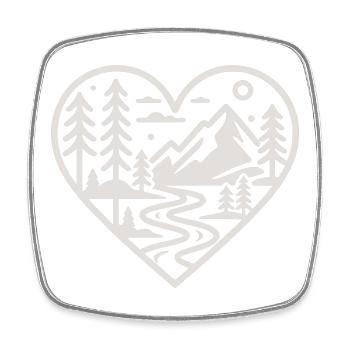 Heart Landscape Mountain River Forest - Square fridge magnet - white - Front