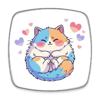 Cœur câlin de chaton pastel - Magnet carré - blanc - Devant