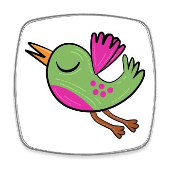 Little Green Bird - Square fridge magnet - white - Front