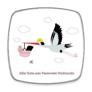 Alles Gute zum Feuerwehr Nachwuchs - Mädchen - Viereckiger Kühlschrankmagnet - Weiß - Vorne