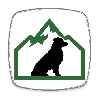 Hund Berge Outdoor Wappen - Viereckiger Kühlschrankmagnet - Weiß - Vorne
