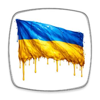 Abtropfende Ukraine Flagge - Viereckiger Kühlschrankmagnet - Weiß - Vorne