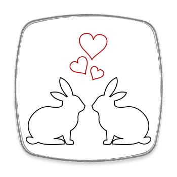 Hasen Hearts - Viereckiger Kühlschrankmagnet - Weiß - Vorne