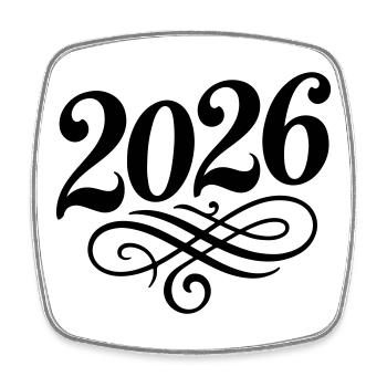 2026 Jahr - Viereckiger Kühlschrankmagnet - Weiß - Vorne