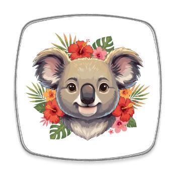 Koala mit Blütenkranz - Viereckiger Kühlschrankmagnet - Weiß - Vorne