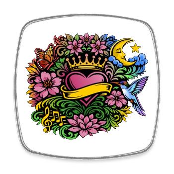 Colibri floral Heart Crown Design - Magnet carré - blanc - Devant