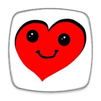 Red Heart Smile Cartoon Heart - Square fridge magnet - white - Front