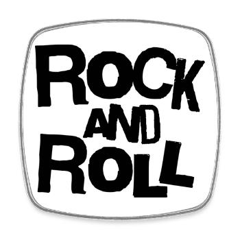 Rock and Roll Bold Typography T-Shirt - Viereckiger Kühlschrankmagnet - Weiß - Vorne