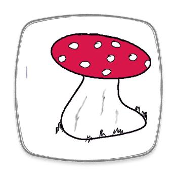Red Toadstool Cartoon Pattern - Square fridge magnet - white - Front