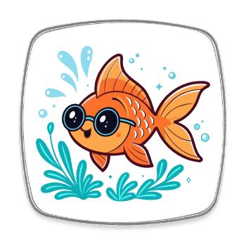 Orange Fish Aquatic Scope - Square fridge magnet - white - Front
