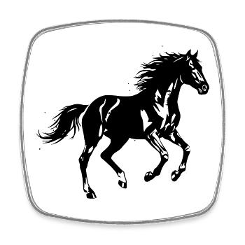 Horse Gallop Silhouette Wild - Square fridge magnet - white - Front