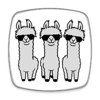 Drei Coole Lamas Reihe Sonnenbrille Lustig Tier - Viereckiger Kühlschrankmagnet - Weiß - Vorne