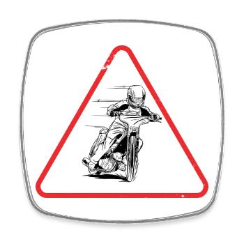 Conception du panneau d’avertissement pour les pilotes de motos sur circuit - Magnet carré - blanc - Devant