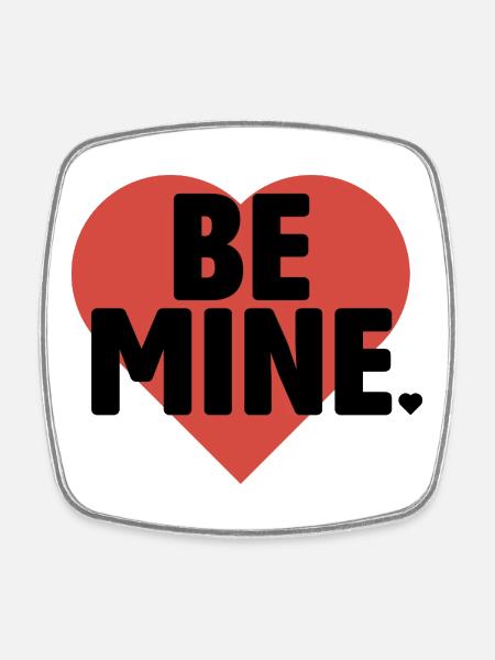 Be Mine Heart Bold Typography - Square fridge magnet - white