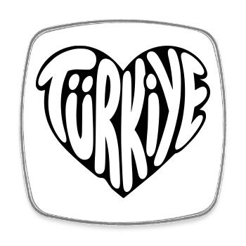 Conception de la police en forme de cœur en Türkiye, Turquie - Magnet carré - blanc - Devant