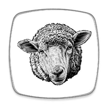 Tête de mouton, motifs ruraux - Magnet carré - blanc - Devant
