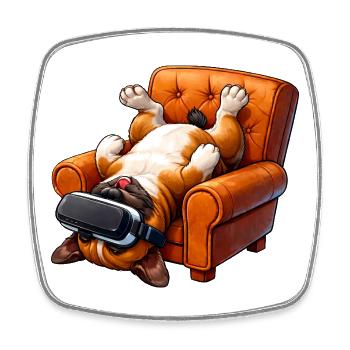 Chien gamer avec des lunettes VR - Magnet carré - blanc - Devant