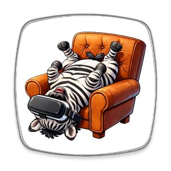Zebra Gamer avec des lunettes VR - Magnet carré - blanc - Devant