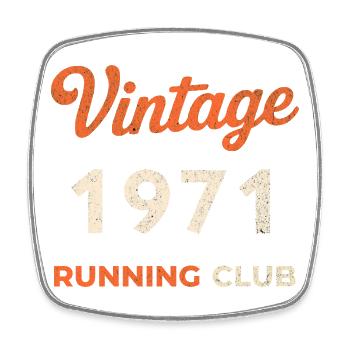 Vintage 1971 Running Club Birthday Gift Idea - Square fridge magnet - white - Front