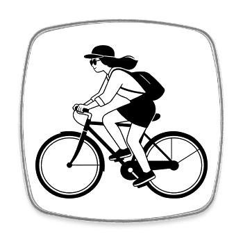 hipster girl on bike - Square fridge magnet - white - Front