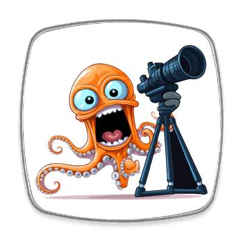 Orangener Oktopus Fotograf mit Kamera - Viereckiger Kühlschrankmagnet - Weiß - Vorne