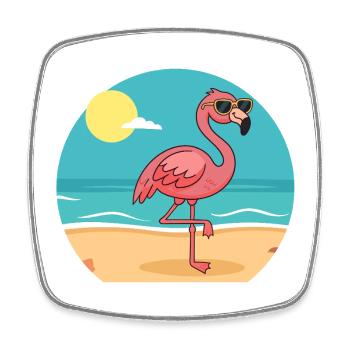 Bronzage de flamants roses n°2 - Magnet carré - blanc - Devant