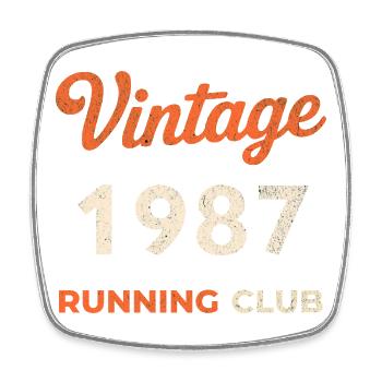 Vintage 1987 Running Club Geburtstag Geschenkidee - Viereckiger Kühlschrankmagnet - Weiß - Vorne