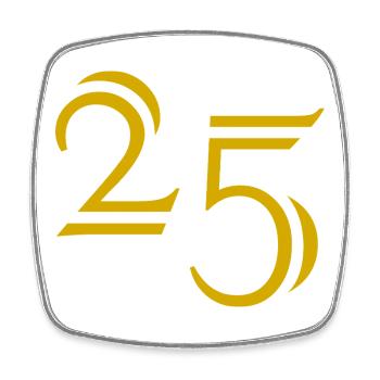 25. 25 YEARS. 25th ANNIVERSARY. 25 YEARS ANNIVERSARY. - Square fridge magnet - white - Front