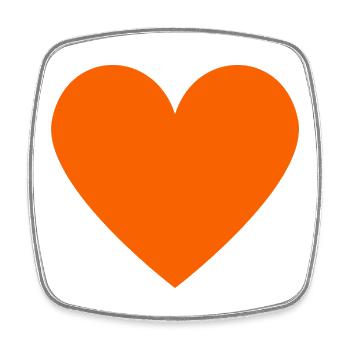 Orange heart neon retro style - Square fridge magnet - white - Front