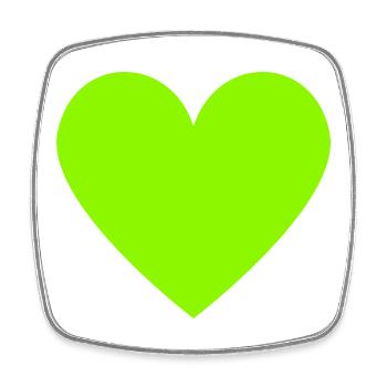 Neon Lime Heart Green Retro - Square fridge magnet - white - Front