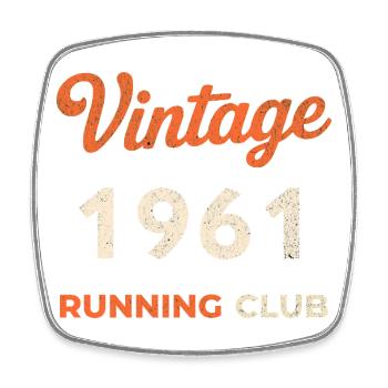 Vintage 1961 Running Club Geburtstag Geschenkidee - Viereckiger Kühlschrankmagnet - Weiß - Vorne
