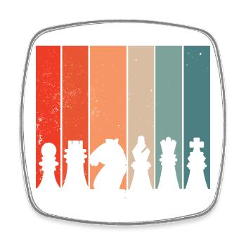 Chess Retro - Square fridge magnet - white - Front