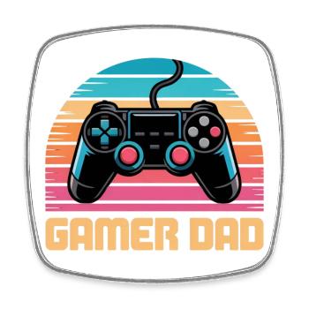 Gamer Dad Retro Controller Sunset Zocken Zocker - Viereckiger Kühlschrankmagnet - Weiß - Vorne