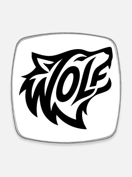 Wild wolf - Square fridge magnet - white