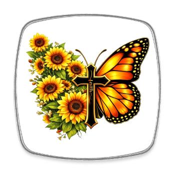 Christian Sunflower Positivity God Religion - Square fridge magnet - white - Front