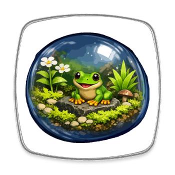 Frosch im Glasterrarium - Viereckiger Kühlschrankmagnet - Weiß - Vorne