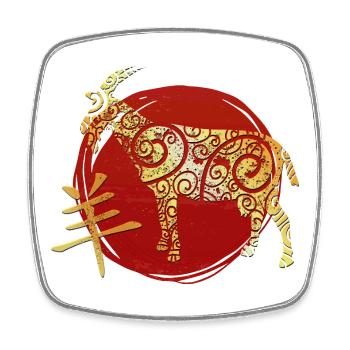 Ziege Chinesisches Tierkreiszeichen Horoskop - Viereckiger Kühlschrankmagnet - Weiß - Vorne