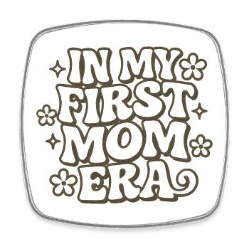 First Mother's Day Mom Gift Idea Family Groovy - Square fridge magnet - white - Front