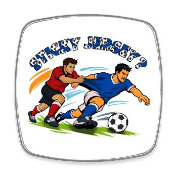 Battle for the ball: Football duel - Square fridge magnet - white - Front