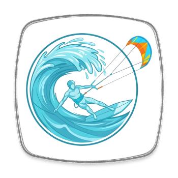 Kitesurfing Ocean Wave - Extreme Water Sports - Square fridge magnet - white - Front