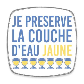 Je préserve la couche d’eau jaune humour apéro - Magnet carré - blanc - Devant