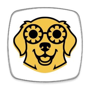 Cool Retriever Glasses Hippie Dog - Square fridge magnet - white - Front