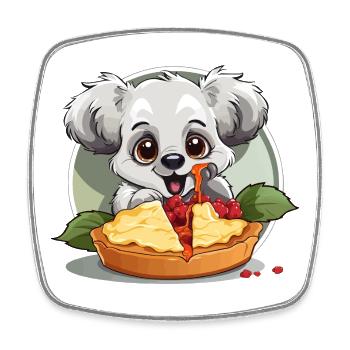 Kawaii Koala Pie Genuss - Viereckiger Kühlschrankmagnet - Weiß - Vorne