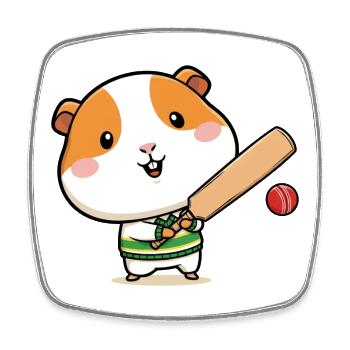 Cute Cricket Guinea Pig Cartoon - Square fridge magnet - white - Front
