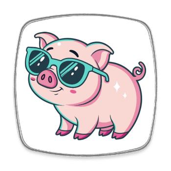 Cool Pig Sunglasses - Square fridge magnet - white - Front