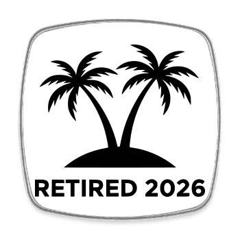 Logo retraité de Pension Island 2026 - Magnet carré - blanc - Devant