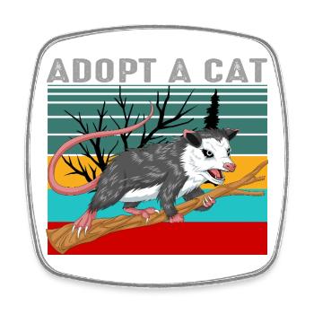 Vintage-Opossum-Shirt – Retro Adopt A Cat - Viereckiger Kühlschrankmagnet - Weiß - Vorne