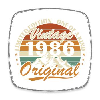 1986 Vintage Retro Birthday Gift - Square fridge magnet - white - Front